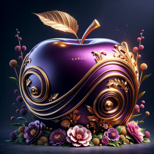 Envision a lustrous, oversized apple with a surface that gleams...