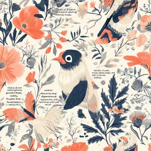 "Create an all-over print pattern featuring intricate, hand-draw...