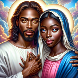 Ensure that the image distinctly represents both Jesus Christ an...