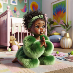 A 3D realistic illustration of a light-skinned African-American...