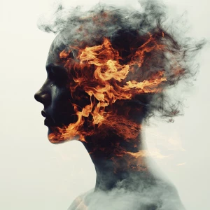 Double exposure horror fire entity