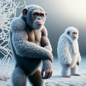 Ceasar and winter from the movie planet of the apes