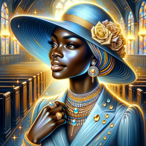 A spiritually enriching illustration portrays an African America...