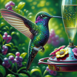 Hummingbird at a feeder