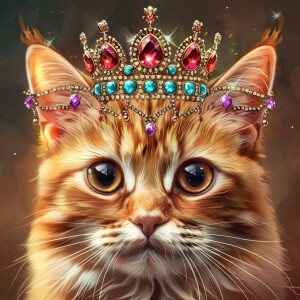 A cartoon. Beautiful cat, staring directly at the camera wearing...