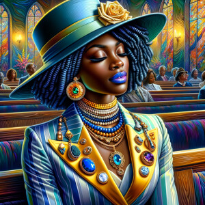 A spiritually enriching illustration portrays an African America...