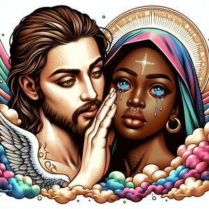 Ensure that the image distinctly represents both Jesus Christ an...