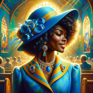 A spiritually enriching illustration portrays an African America...