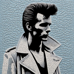 Please create an abstract craquelure-style portrait utilizing bo...