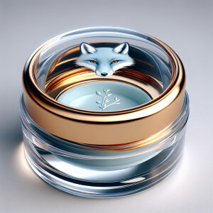 Photorealistic 
solid perfume in a small transparent plastic cas...