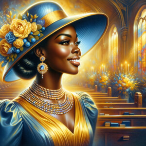 A spiritually enriching illustration portrays an African America...