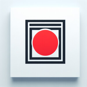Create a minimalist geometric logo featuring a vibrant red circl...