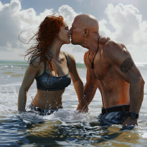A photorealistic high resolution image. Light ginger haired fema...