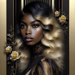 Create a vertical 3-D portrait of a light-skinned African-Americ...