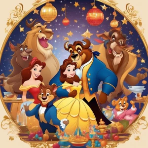 Disney image! Create an image of Disney characters from Beauty a...