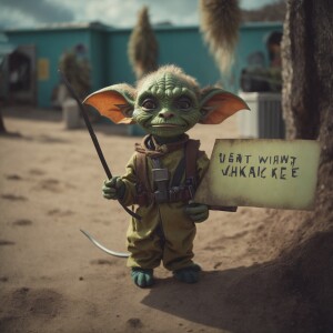 cute Goblin holding sign that says "I want likes"Cinematic film...