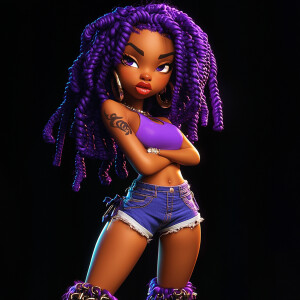 create a  ultra high resolution 3D beautiful African American fe...