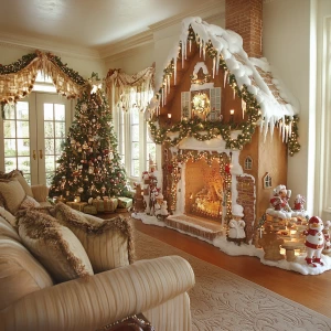 Create a gingerhouse themed living room, cute, warm