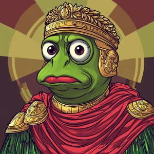 Pepe with pumped-up lips of a bright red color in carton style...