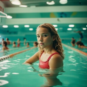 Ultra realistic tween YMCA pool swimsuit indoor