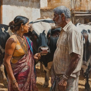 hyperrealistic painting 1:1, a robust, muscular village chief, g...