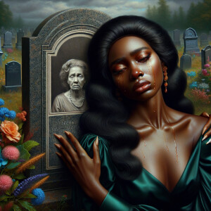 A beautiful light-skinned African-American woman with long wavy...