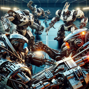 Robot Death Match Arena fights, different style battle robots fi...