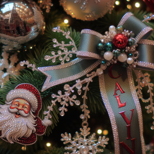 crystallized ribbon name *"calvin" wrapped around a christmas tr...