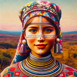 Beautiful native girl in traditional garb, no top