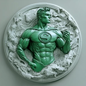 Green lantern , grayscale 3d bas relief, round border