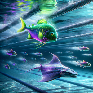 Realistic
purple neon green piranha
Sting ray
Swimming race with...