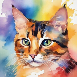 Calico cat on a rainbow
