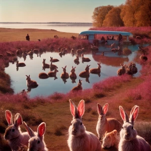 king crimson in 1970 playing rock music to a crowd of bunnies in...