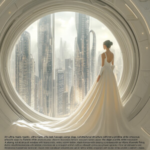"An ultra-realistic, ultra-white futuristic cityscape viewed fro...