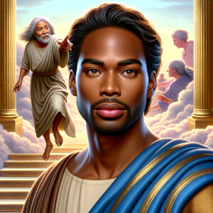Create a 3-D Realistic image of a handsome African-American Jesu...