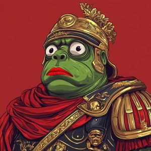 Pepe with pumped-up lips of a bright red color in carton style...
