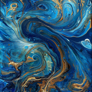 Swirling azure blue and old gold background