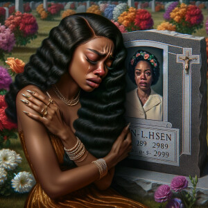 A beautiful light-skinned African-American woman with long wavy...
