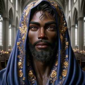 A hyper-realistic image of an African-American Jesus Christ, ser...