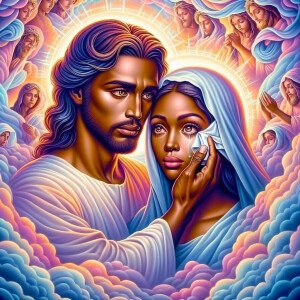Ensure that the image distinctly represents both Jesus Christ an...