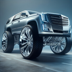 2023 silver Cadillac escalade, chrome rims