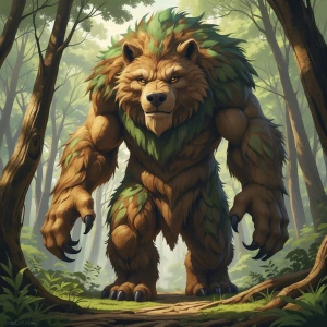 A towering plush wild giant emerges from the depths of the fores...