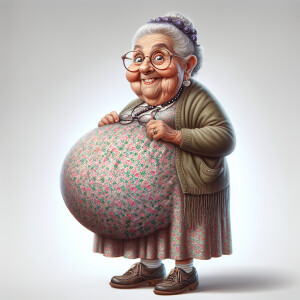 Funny and crazy caricature of a 95 year old American grandma, pr...