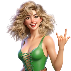 Miley Cyrus in the green swimsuit worn in the movie “Borat”. Att...