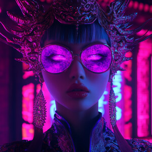 A luxurious dynasty full-body shot posing a caucasian queen of d...