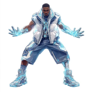 A frontal T pose full body concept illustration of A powerful bl...