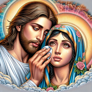 Ensure that the image distinctly represents both Jesus Christ an...