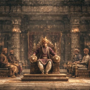 4K ultra-realistic 3D cinematic scene set inside a grand royal c...