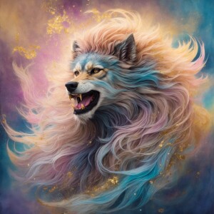 Create a watercolor painting that portrays a rococo-style werewo...