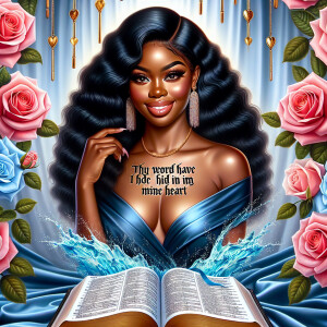 Create an image of an ultra-light-skinned African-American woman...